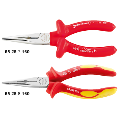 Stahlwille 65298160 6529 VDE Snipe Nose Pliers w/ Cutters, 160mm