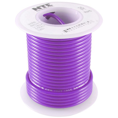 NTE WH18-07-25  Hook Up Wire Stranded Wire 300V 18AWG 25ft Violet