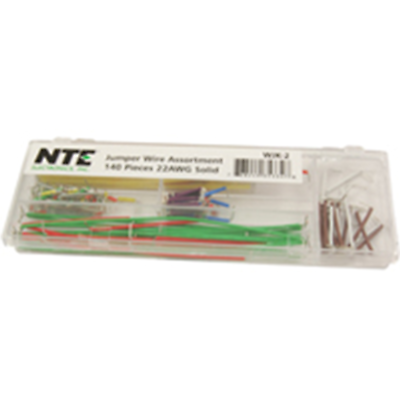 NTE Electronics WJK-2 JUMPER WIRE ASST 140 PCS 22AWG SOLID STRIPPED, 14 LENGTHS