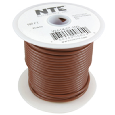 NTE Electronics  WA16-01-100 HOOK UP WIRE AUTO 16 GAUGE BROWN STRANDED 100'