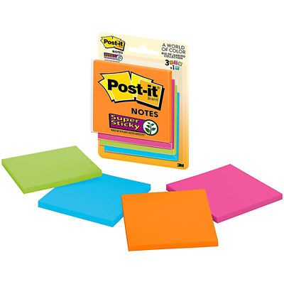 Post-it Super Sticky Notes, 3321-SSAU, 3 in x 3 in (76 mm x 76 mm)