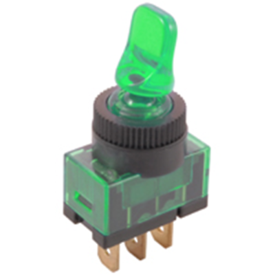 NTE Electronics 54-575 SWITCH DUCK BILL TOGGLE SPST 20A 12VDC GREEN 12V LAMP
