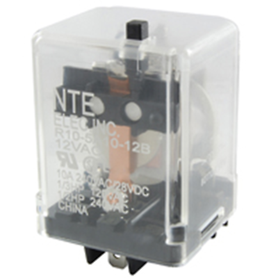 NTE Electronics R10-14D10-12B RELAY-12VDC 10AMP 3PDT GEN.PURPOSE TEST BUTTON