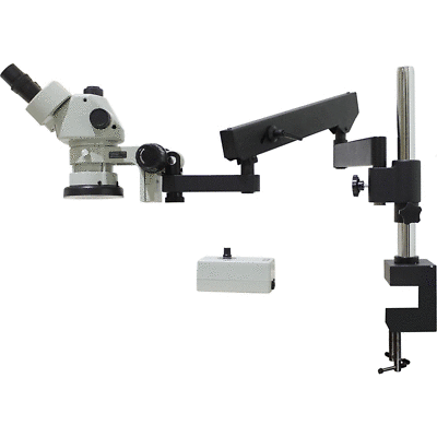 SPZV-50 Stereo Zoom Microscope [6.7x - 50x] On Articulating Arm Stand