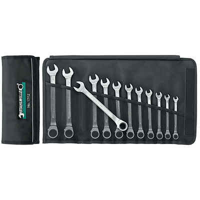 Stahlwille 96411712 17/12 Combination Ratcheting Spanner Set w/ Roll-Up Wallet
