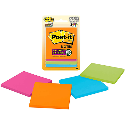 Post-it Super Sticky Notes, 3321-SSAU, 3 in x 3 in (76 mm x 76 mm)