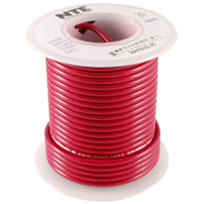 NTE Electronics WT24-02-100 WIRE TEFLON 24 GAUGE RED 100'