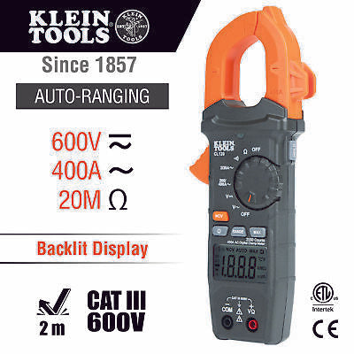 Klein Tools CL120 Digital Clamp Meter, AC Auto-Ranging 400 Amp