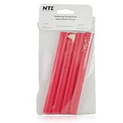 NTE Electronics 47-25406-R Heat Shrink 1/2" Dia W/adhesive Red 6" Length 4pcs
