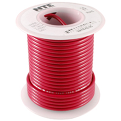 NTE Electronics WT18-02-100 WIRE TEFLON 18 GAUGE RED 100'