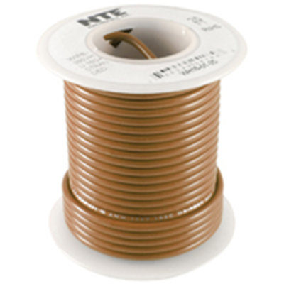 NTE WH26-01-25 Hook Up Wire 300V Stranded Type 26AWG BROWN 25ft