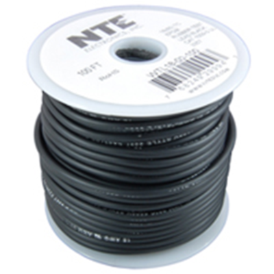 NTE Electronics WTL18-00-50 TEST LEAD WIRE 18 GAUGE BLACK STRANDED INSULATED 50'