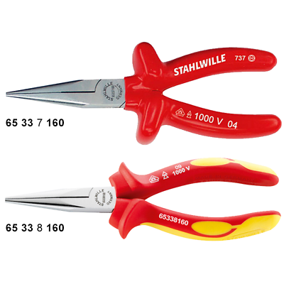 Stahlwille 65337160 6533 VDE Mechanics Snipe Nose Pliers, 160mm, Dip-Coated