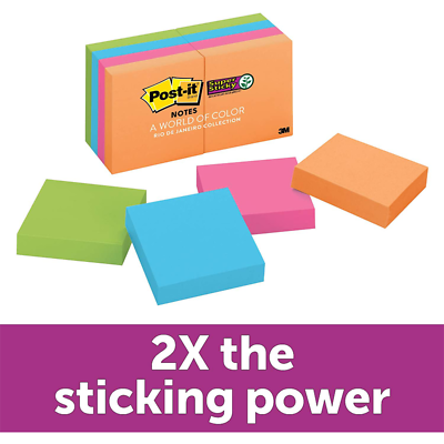 Post-it Super Sticky Notes 622-8SSAU, 1.8 in x 1.8 in (47,6 mm x 47,6 mm)