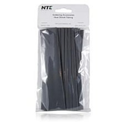 NTE Electronics 47-20906-BK Heat Shrink 3/4" Dia Thin Wall Black 6" Length 10pcs