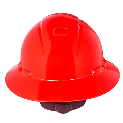 3M Full Brim Hard Hat UV H-805V-UV, Red 4-Point Ratchet Suspension, Vented