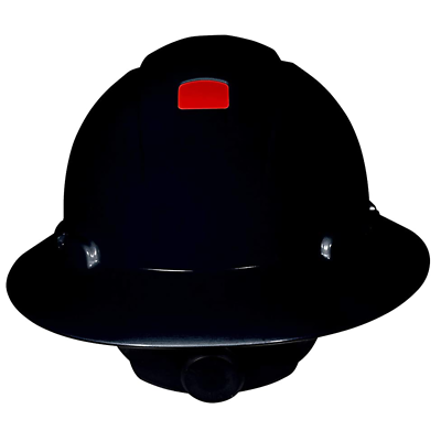 3M Full Brim Hard Hat UV H-812R-UV, Black, 4-Point Ratchet Suspension