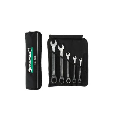 Stahlwille 96411705 17/5 Combination Ratcheting Spanner Set w/ Roll-Up Wallet