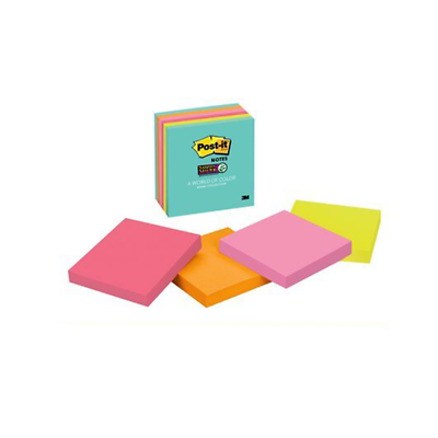 Post-it Super Sticky Notes 654-6SSMIA, 3 in x 3 in (76 mm x 76 mm)