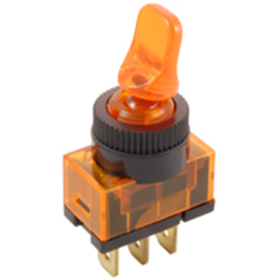 NTE Electronics 54-573 SWITCH DUCK BILL TOGGLE SPST 20A 12VDC AMBER 12V LAMP