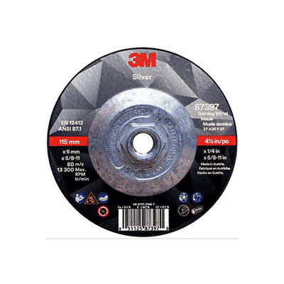 3M™ Silver Depressed Center Grinding Wheel, 87397, T27 Quick Change