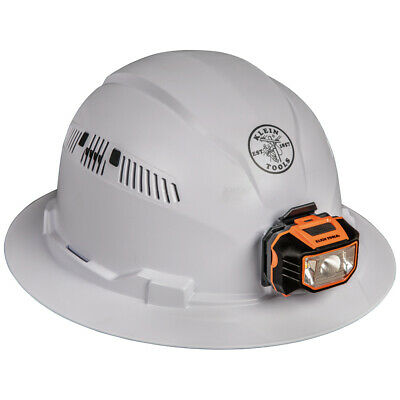 Klein Tools 60407 Hard Hat, Vented, Full Brim with Headlamp