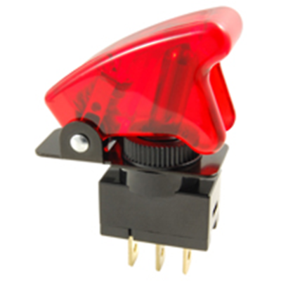 NTE Electronics 54-721 SWITCH TOGGLE 20A 12VDC METAL LEVER RED TIP SAFETY COVER