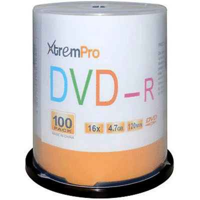 Bytecc XtremPro DVD-R 16X 4.7GB 120Min DVD 100 Pack 11033