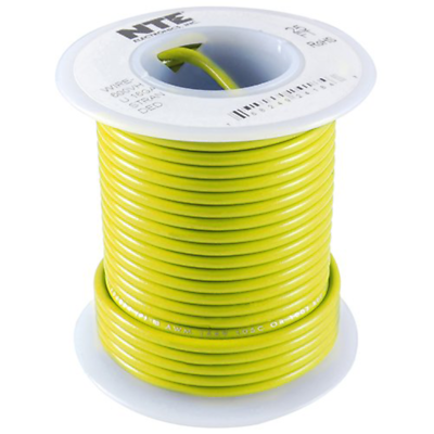 NTE Electronics WH26-04-25 Hook Up Wire 300V Stranded Type 26 AWG Yellow