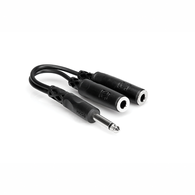 Hosa YMP-234 Y Cable, 1/4" in. TRS to Dual 3.5 mm TRSF, 6" in.