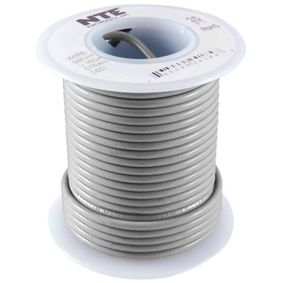 NTE WH24-08-25  Hook Up Wire 300V Stranded Type 24AWG Gray 25ft