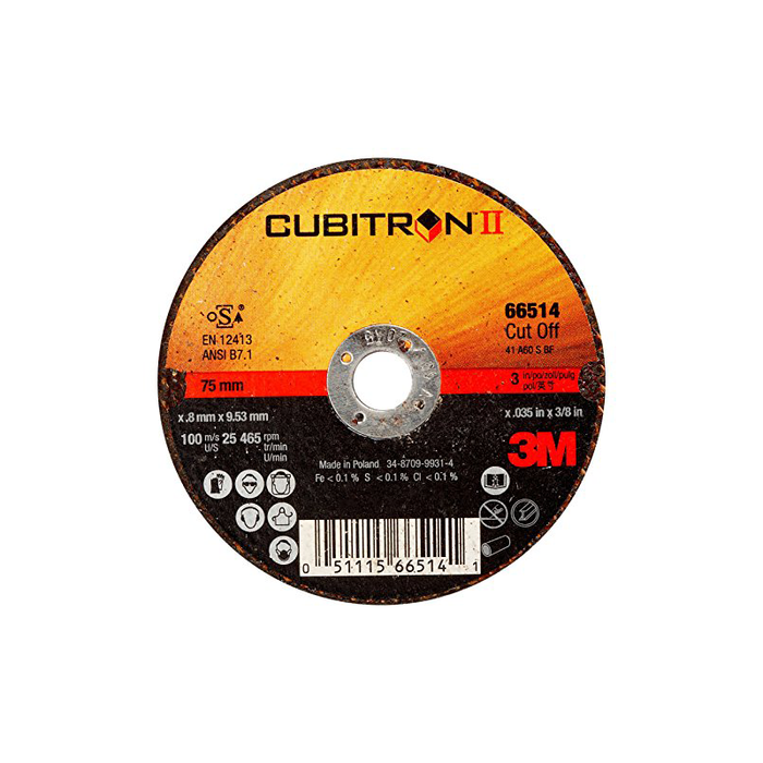 3M™ 7100094771 Cubitron™ II Cut-Off Wheel, 66514, T1, 3 in x .035 in x 3/8 in