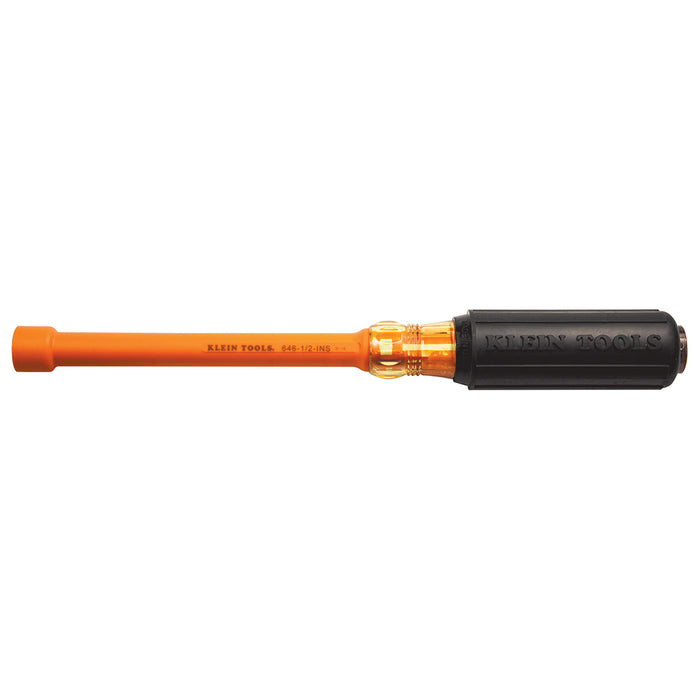 Klein Tools 646-1/2-INS 1/2 x 6" Hex Insulated Cushion-Grip Hollow-Shank Nut Driver