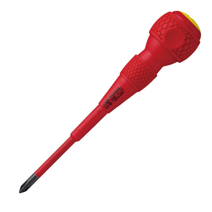 Vessel Tools 200P175 Ball-Grip Insulated Screwdriver No.200, Phillips #1