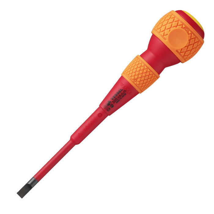 Vessel Tools 200S6100 Ball-Grip Insulated Screwdriver No.200, Slotted 6mm