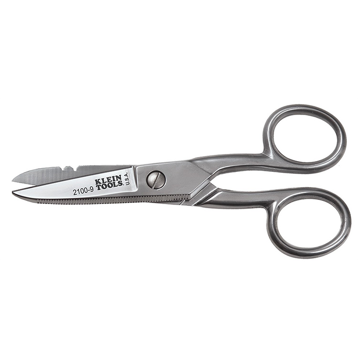 Klein Tools 2100-9 Stainless Steel Electrician's Scissors Stripping Notches Silver