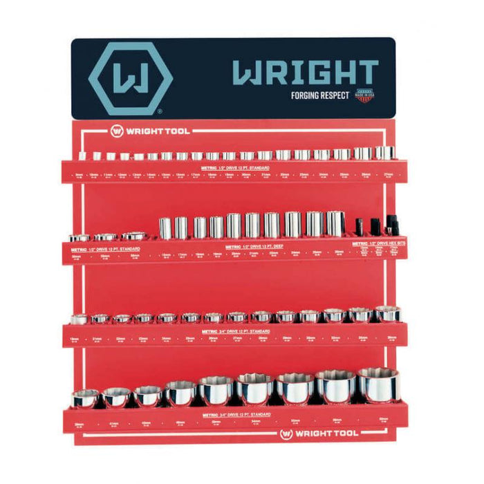 Wright Tool D958 61 Piece Metric 1/2-Inch and 3/4-Inch Drive 12-Point Sockets