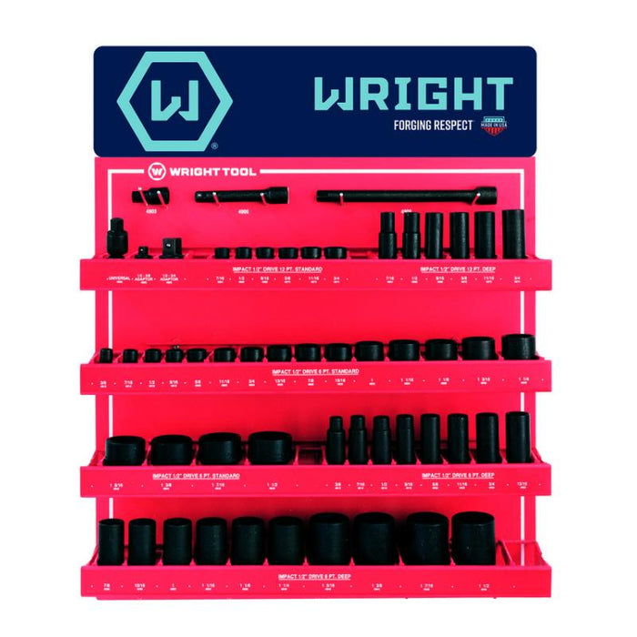 Wright Tool D953 55 Piece 6 and 12-Point Standard and Deep Impact Sockets