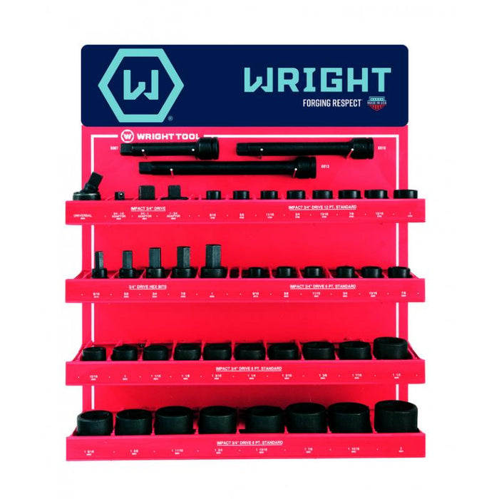 Wright Tool D985 44 Piece 3/4" Drive Standard Impact Sockets And Attachments