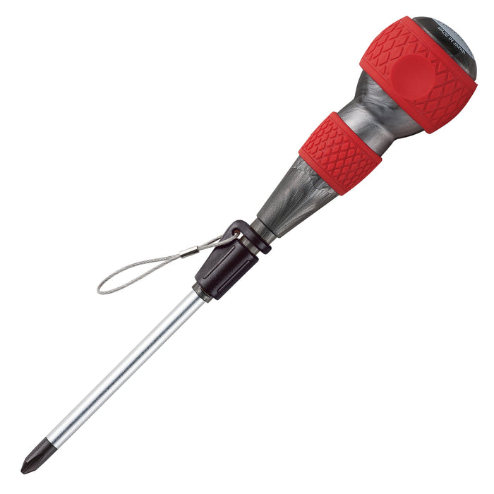 Vessel Tools 210P2125 Ball Grip Tethered Screwdriver, Phillips #2