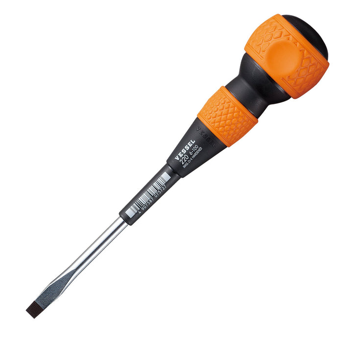Vessel Tools 220S6100 Ball-Grip Screwdriver No.220, Slotted #6