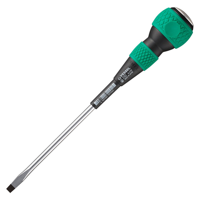 Vessel Tools 230S6150 Ball-Grip Tang-Thru Screwdriver No.230, Slotted 6 mm