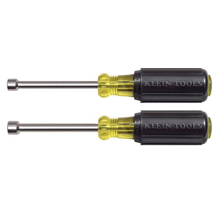 Klein Tools 630M 1/4" & 5/16" Magnetic Tip Nut Driver Set on 3" Hollow Shank, 2 Piece