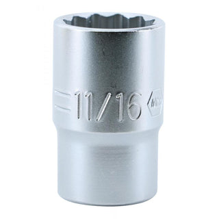 Wiha Tools 33814 12 Point, 1/2 Inch Drive Deep Socket, 11/16 Inch