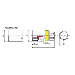 Ko-ken 280PM-21 Hex Wheel Nut Adaptor Socket 21 mm L.55 mm
