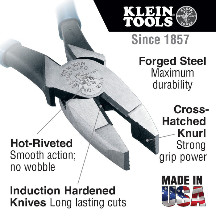 Klein Tools D213-9NETT Pliers, High Leverage Side Cutters, Tether Ring