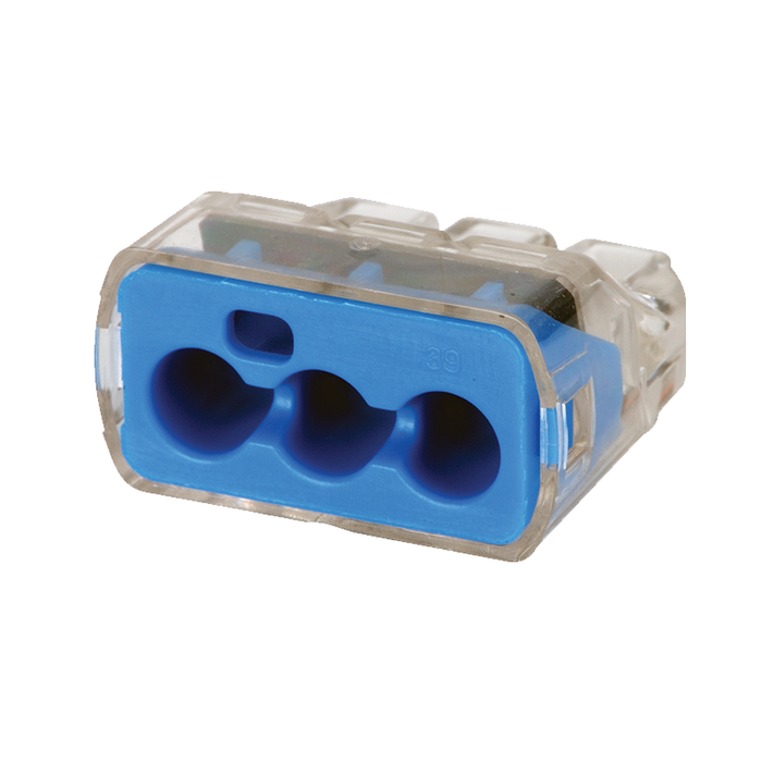 Ideal 30-1039J In-Sure Push-In Wire Connector, Model 39, 3-Port Blue, 150/jar