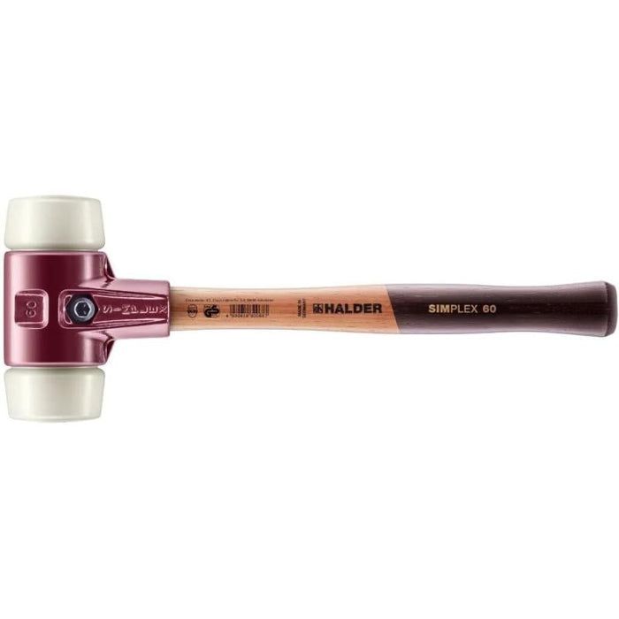 Halder 3008.060 Simplex Mallet with Nylon Inserts, Cast Iron Housing and Wood Handle
