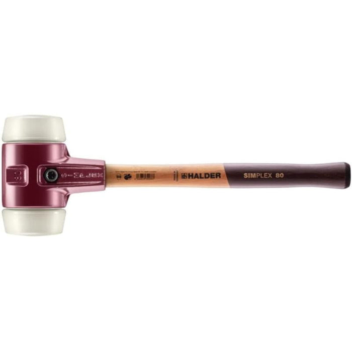 Halder 3008.080 Simplex Mallet with Nylon Inserts, Cast Iron Housing and Wood Handle