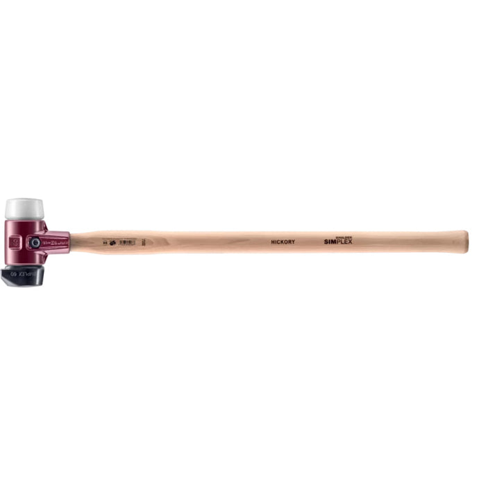 Halder 3027.261 Simplex LONG HANDLE Mallet with Superplastic and STAND-UP Black Rubber Inserts Cast Iron Housing and Hickory Handle